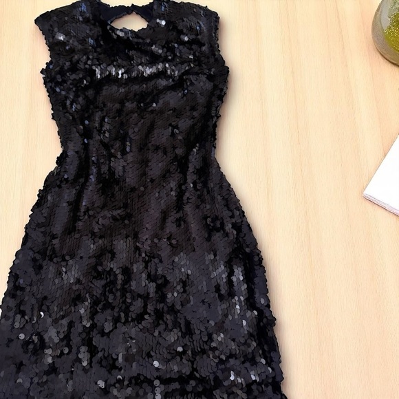 Donna Morgan Navy Blue Sequin Mini Dress | Size 2 - Picture 1 of 5